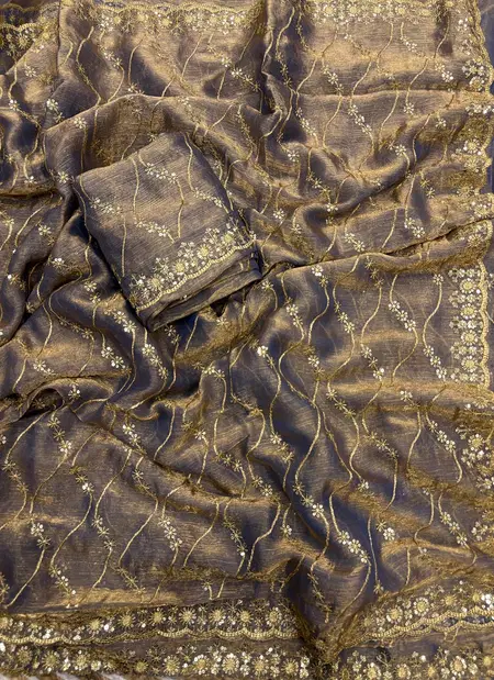 Vt 798 T Fandy Chiffon With Golden Zari Worked Premium Saree Wholesalers In Delhi